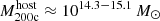 $ M_{\mathrm{200c}}^{\mathrm{host}}\approx 10^{14.3-15.1}\,M_\odot $