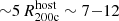 $ {\sim}5\,R_{\mathrm{200c}}^{\mathrm{host}} \sim 7{-}12 $