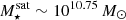 $ M_{\star}^{\mathrm{sat}}\sim 10^{10.75}\,M_\odot $