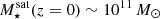 $ M_{\star}^{\mathrm{sat}}(z=0)\sim 10^{11}\,M_\odot $