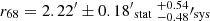 $ r_{\mathrm{68}}=2.22^{{\prime}}\pm{0.18^{{\prime}}}_{\mathrm{stat}}~^{+0.54}_{-0.48}{{{\prime}}}_{\mathrm{sys}} $