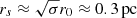 $ r_s \approx \sqrt{\sigma} r_0 \approx {0.3}\,\mathrm{pc} $