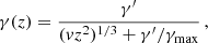 $$ \begin{aligned} \gamma (z) = \frac{\gamma ^{\prime }}{(vz^2)^{1/3} + \gamma ^{\prime }/\gamma _{\rm max}}\,, \end{aligned} $$