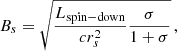 $$ \begin{aligned} B_s = \sqrt{\frac{L_{\rm spin-down}}{c r_s^2}\frac{\sigma }{1 + \sigma }}\,, \end{aligned} $$