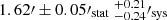 $ 1.62{{\prime}}\pm {0.05{{\prime}}}_{\mathrm{stat}}~^{+0.21}_{-0.24}{{{\prime}}}_{\mathrm{sys}} $