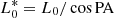 $ L_0^*=L_0/\cos{\mathrm{PA}} $