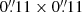 $ 0{{{\overset{\prime\prime}{.}}}}11 \times 0{{{\overset{\prime\prime}{.}}}}11 $