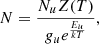 $$ \begin{aligned} N=\frac{N_uZ(T)}{g_ue^{\frac{E_u}{kT}}} , \end{aligned} $$