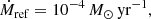 $$ \begin{aligned} \dot{M}_{\rm ref}&= 10^{-4}\,{M}_\odot \,\mathrm{yr}^{-1} ,\end{aligned} $$