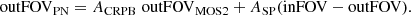 $$ \begin{aligned} \mathrm{outFOV_{PN}} = {A_{\rm CRPB}}\; \mathrm{outFOV_{MOS2}} + {A_{\rm SP}}\mathrm{(inFOV-outFOV)}. \end{aligned} $$