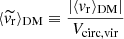 $ \langle \widetilde{v_{\mathrm{r}}} \rangle_{\mathrm{DM}} \equiv \frac{\left|\langle v_{\mathrm{r}} \rangle_{\mathrm{DM}}\right|}{V_{\mathrm{circ,vir}}} $