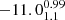 $ -11.0^{0.99}_{1.1} $