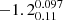 $ -1.2^{0.097}_{0.11} $