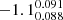 $ -1.1^{0.091}_{0.088} $