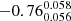 $ -0.76^{0.058}_{0.056} $