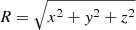 $ R=\sqrt{x^2+{y}^2+z^2} $