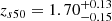 $ z_{s50} = 1.70_{-0.15}^{+0.13} $