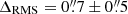 $ \Delta_{\mathrm{RMS}} = 0{{\overset{\prime\prime}{.}}}7 \pm 0{{\overset{\prime\prime}{.}}}5 $