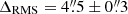 $ \Delta_{\mathrm{RMS}} = 4{{\overset{\prime\prime}{.}}}5 \pm 0{{\overset{\prime\prime}{.}}}3 $