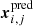 $ \boldsymbol{x}^{\mathrm{pred}}_{i,j} $