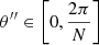 $ \theta^{{\prime\prime}}\in \left[0, \frac{2\pi}{N}\right] $