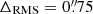 $ \Delta_{\mathrm{RMS}} = 0{{\overset{\prime\prime}{.}}}75 $