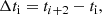 $$ \begin{aligned} \Delta t_{\rm i} = t_{i+2} - t_{\rm i}, \end{aligned} $$