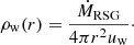 $$ \begin{aligned} \rho _{\rm w}(r) = \frac{\dot{M}_{\rm RSG}}{4 \pi r ^2u_{\rm w}}\cdot \end{aligned} $$