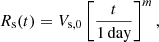 $$ \begin{aligned} R_{\rm s}(t)= V_{\rm s,0} \left[\frac{t}{1\,\mathrm{day}}\right]^{m}, \end{aligned} $$