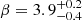 $ \beta = 3.9^{+0.2}_{-0.4} $