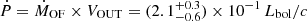 $ {\dot{P}} = {\dot{M}_{\mathrm{OF}}}\times {V_{\mathrm{OUT}}} = (2.1^{+0.3}_{-0.6}) \times 10^{-1} \, L_{\mathrm{bol}}/c $