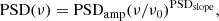 $$ \begin{aligned} \mathrm{PSD}(\nu ) = \mathrm{PSD}_{\rm amp}(\nu /\nu _0)^{\mathrm{PSD}_{\rm slope}}, \end{aligned} $$