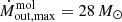 $ \dot{M}_{\mathrm{out, max}}^{\mathrm{mol}} = 28\,M_{\odot} $