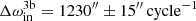 $ \Delta\omega_{\mathrm{in}}^{\mathrm{3b}}=1230^{{\prime\prime}}\pm15^{{\prime\prime}}\,\mathrm{cycle}^{-1} $