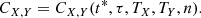 $$ \begin{aligned} C_{X,Y} = C_{X,Y} (t^*, \tau , T_X, T_Y, n). \end{aligned} $$