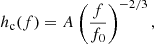$$ \begin{aligned} h_{\rm c}(f) = A\left(\frac{f}{f_0}\right)^{-2/3}, \end{aligned} $$