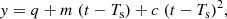$$ \begin{aligned} { y} = q + m\;(t-T_{\rm s})+ c\;(t-T_{\rm s})^2, \end{aligned} $$