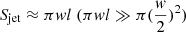 $ S_{\mathrm{jet}} \approx \pi \mathit{w}l\ (\pi \mathit{w}l \gg \pi (\dfrac{\mathit{w}}{2})^2) $