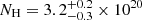 $ N_{\mathrm{H}} = 3.2^{+0.2}_{-0.3}\times 10^{20} $