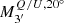 $ M^{Q/U, 20^\circ}_{3^{\prime}} $