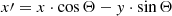 $$ \begin{aligned}&x\prime = x \cdot \cos {\Theta } - y\cdot \sin {\Theta } \end{aligned} $$