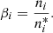 $$ \begin{aligned} \beta _i=\frac{n_i}{n_i^*} .\end{aligned} $$