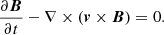 $$ \begin{aligned} \frac{\partial \boldsymbol{B}}{\partial t}-\nabla \times (\boldsymbol{v}\times \boldsymbol{B})=0. \end{aligned} $$