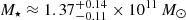 $ M_{\star} \approx 1.37^{+0.14}_{-0.11} \times 10^{11}\,{{M}_{\odot}} $