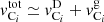 $ v^{\mathrm{tot}}_{\mathrm{C}_i} \simeq v^{\mathrm{D}}_{\mathrm{C}_i} + v^{\mathrm{g}}_{\mathrm{C}_i} $