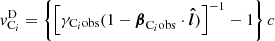 $ v^{\mathrm{D}}_{\mathrm{C}_i}=\left\{\left[ \gamma_{\mathrm{C}_i\mathrm{obs}}(1-\boldsymbol{\beta}_{\mathrm{C}_i\mathrm{obs}}\cdot \boldsymbol{\hat{l}})\right]^{-1}-1\right\} c $