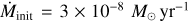 $\[\dot{M}_{\text {init }}=3 \times 10^{-8} ~M_{\odot} \mathrm{~yr}^{-1}\]$