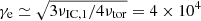 $ \gamma_{\mathrm{e}}\simeq \sqrt{3\nu_{\mathrm{IC,1}}/4\nu_{\mathrm{tor}}}= 4\times 10^4 $