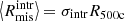 $ \left \langle R_{\mathrm{mis}}^{\mathrm{intr}} \right\rangle = \sigma_{\mathrm{intr}} R_{\mathrm{500c}} $