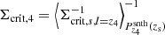 $ \Sigma_{\mathrm{crit},4} = \left\langle \Sigma_{\mathrm{crit},s ,l=z_4}^{-1} \right\rangle_{P^{\mathrm{snth}}_{z_4}(z_{\mathrm{s}} )}^{-1} $